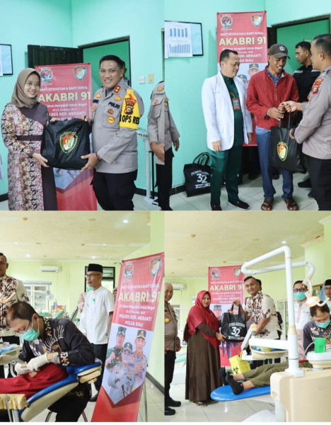 Polres Meranti Berikan Pelayanan Kesehatan Gratis dan Salurkan Bantuan Sosial