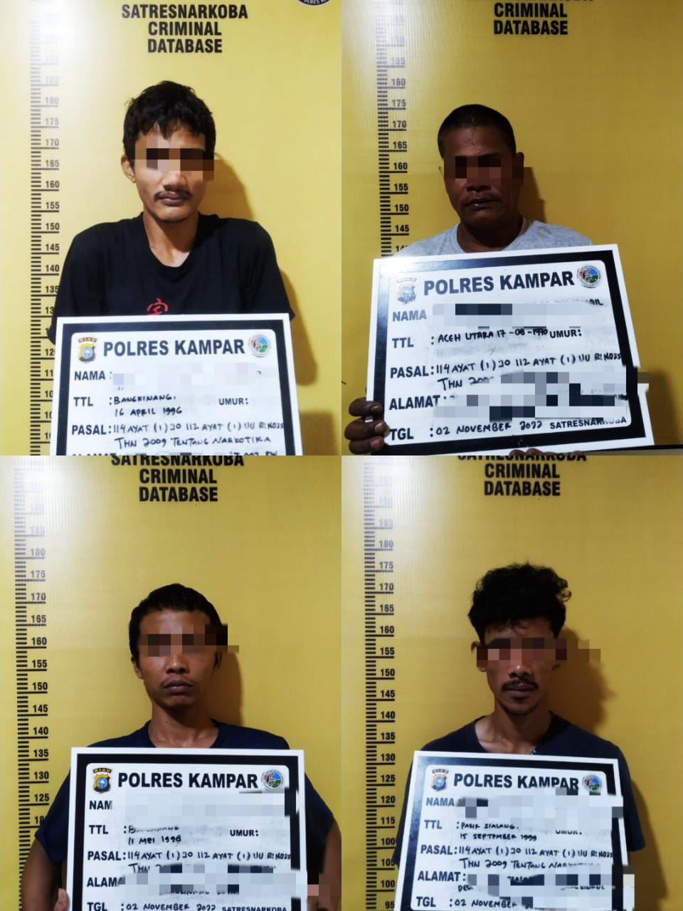 Empat Pelaku Narkoba di Tangkap Satnarkoba Polres Kampar Dua Diantaranya Ayah dan Anak