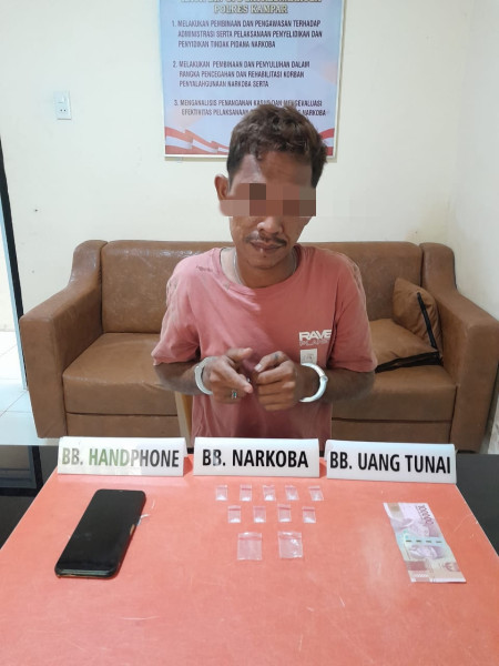 Seorang Pelaku Narkoba Jenis Shabu 9 Paket Siap Edar Berhasil Diamankan Tim Ojoloyo Polres Kampar
