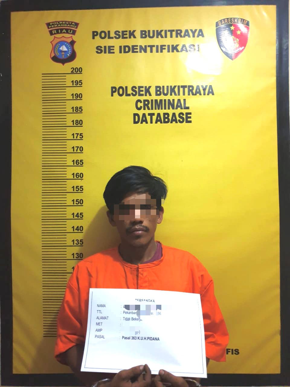 DME (28) warga Jalan Pinang di Serahkan Ke Polsek Bukit Raya