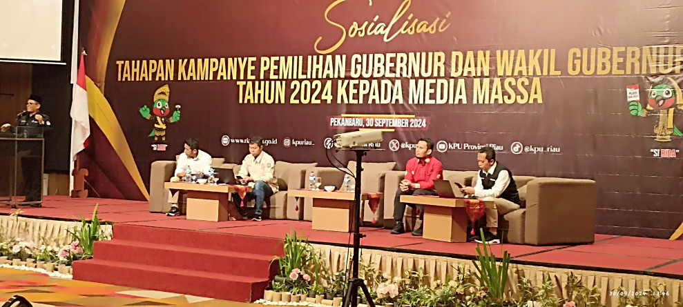Diskusi Tahapan Pilkada,KPU Riau Laksanakan Acara Sosialisasi Tahapan Kampanye Pemilihan Gubernur dan Wakil Gubernur Riau Tahun 2024