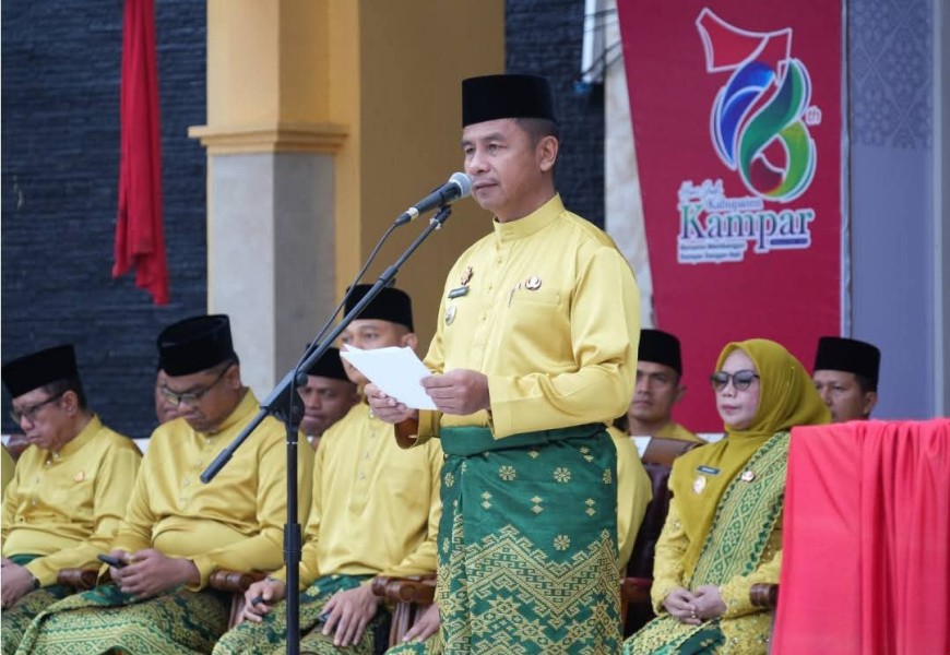 Bupati Kampar Ahmad Yuzar Pimpin Upacara Peringatan Hari Jadi Kabupaten Kampar ke-76 Tahun 2026