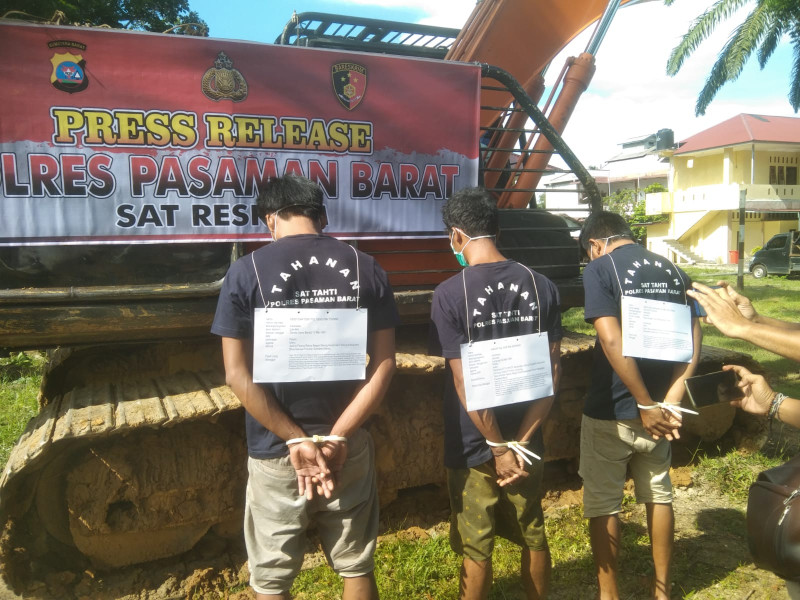 Polres Pasaman Barat Tangkap Tiga Pelaku Penambangan Emas Tanpa Izin (PETI)