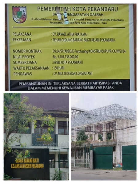 Bekas Kantor Kesbangpolinmas Direhab Menjadi Gedung Barang Bukti Kejaksaan Negeri Pekanbaru