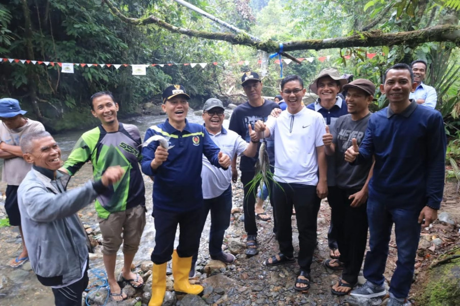 Kegiatan Tradisional Tanjuang Alai Bayang Aia ambil Ikan Larangan,Bupati Sabar AS jala pertama